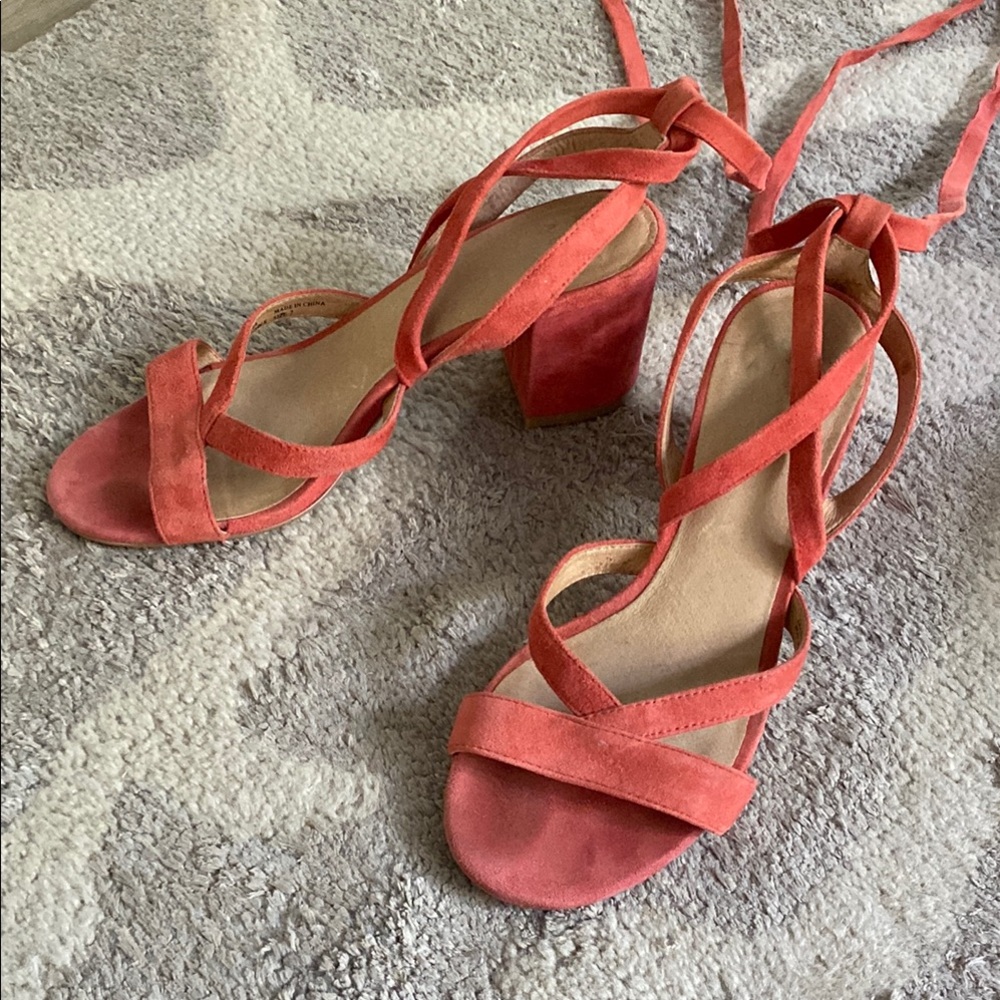 Chic Guava Strappy Heels with Ankle Wrap